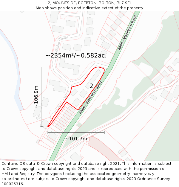 2, MOUNTSIDE, EGERTON, BOLTON, BL7 9EL: Plot and title map