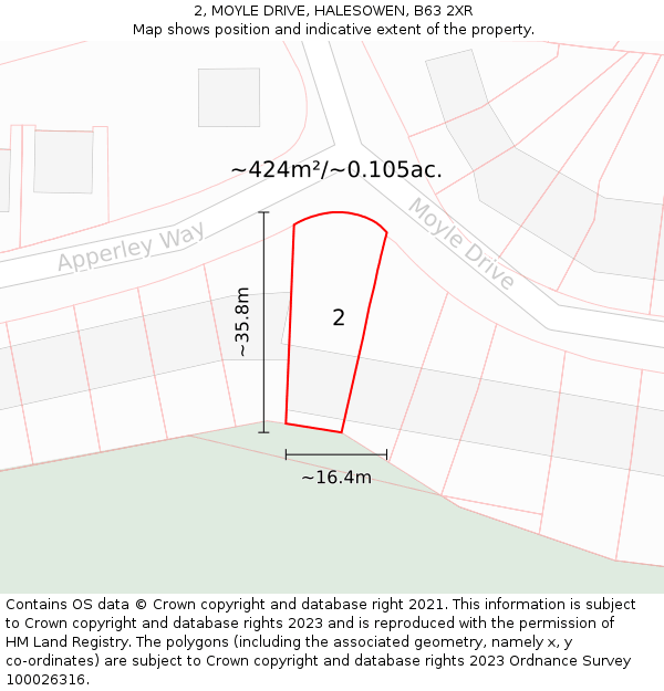 2, MOYLE DRIVE, HALESOWEN, B63 2XR: Plot and title map