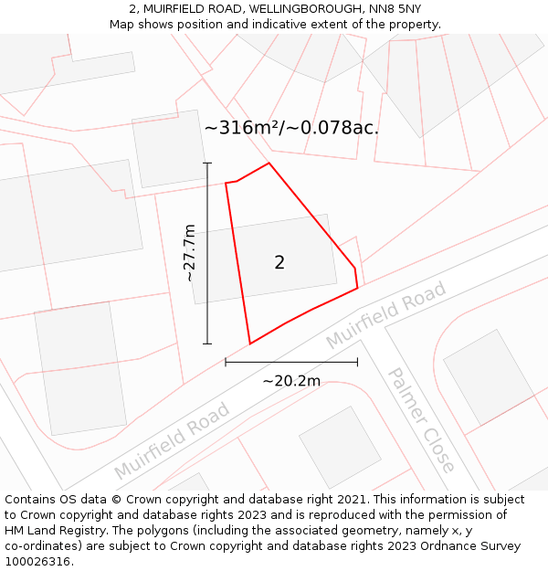 2, MUIRFIELD ROAD, WELLINGBOROUGH, NN8 5NY: Plot and title map