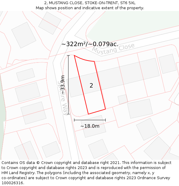 2, MUSTANG CLOSE, STOKE-ON-TRENT, ST6 5XL: Plot and title map