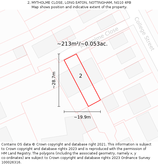 2, MYTHOLME CLOSE, LONG EATON, NOTTINGHAM, NG10 4PB: Plot and title map