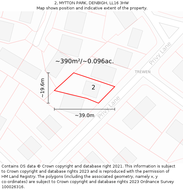 2, MYTTON PARK, DENBIGH, LL16 3HW: Plot and title map