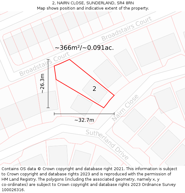 2, NAIRN CLOSE, SUNDERLAND, SR4 8RN: Plot and title map