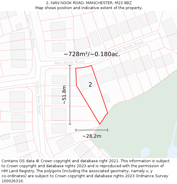 2, NAN NOOK ROAD, MANCHESTER, M23 9BZ: Plot and title map