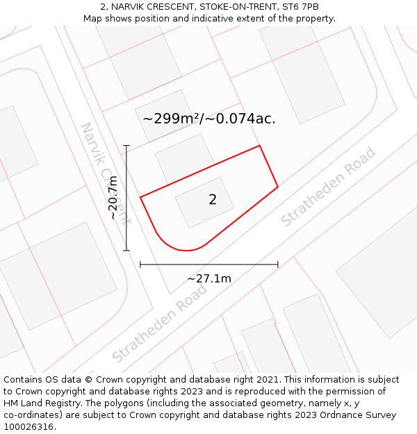 2, NARVIK CRESCENT, STOKE-ON-TRENT, ST6 7PB: Plot and title map