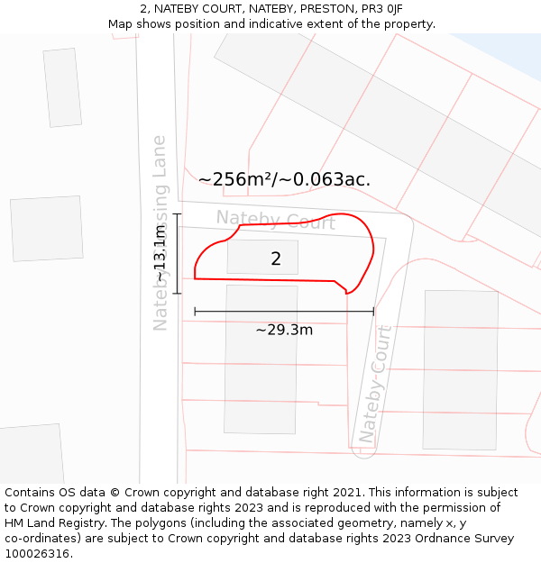 2, NATEBY COURT, NATEBY, PRESTON, PR3 0JF: Plot and title map