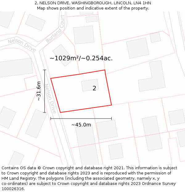 2, NELSON DRIVE, WASHINGBOROUGH, LINCOLN, LN4 1HN: Plot and title map