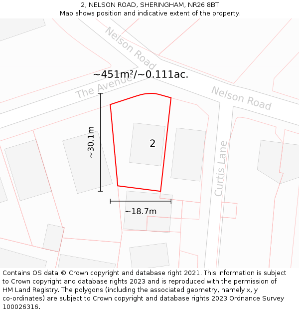 2, NELSON ROAD, SHERINGHAM, NR26 8BT: Plot and title map