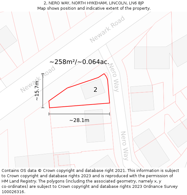 2, NERO WAY, NORTH HYKEHAM, LINCOLN, LN6 8JP: Plot and title map