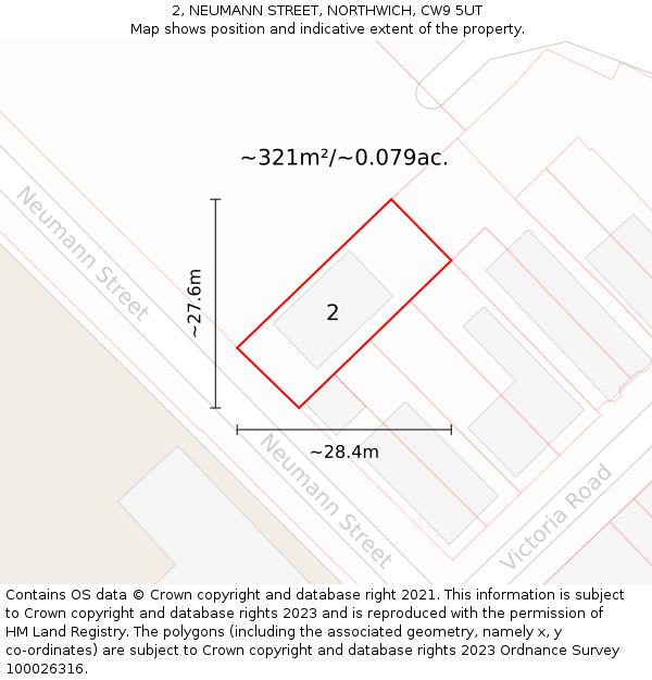 2, NEUMANN STREET, NORTHWICH, CW9 5UT: Plot and title map