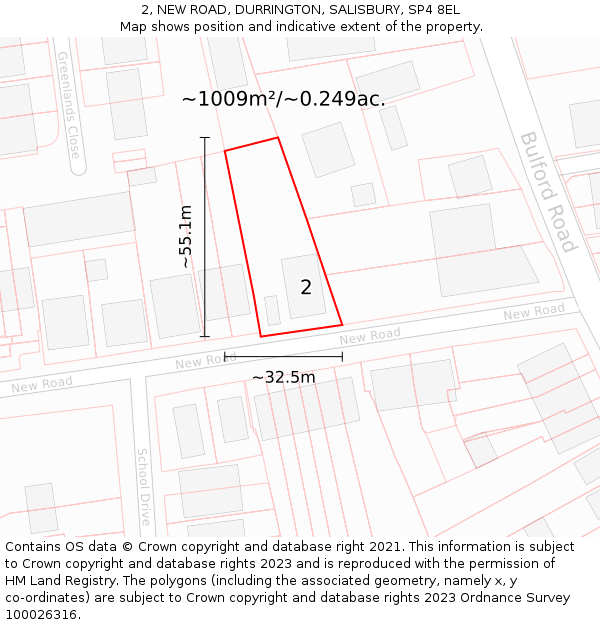 2, NEW ROAD, DURRINGTON, SALISBURY, SP4 8EL: Plot and title map