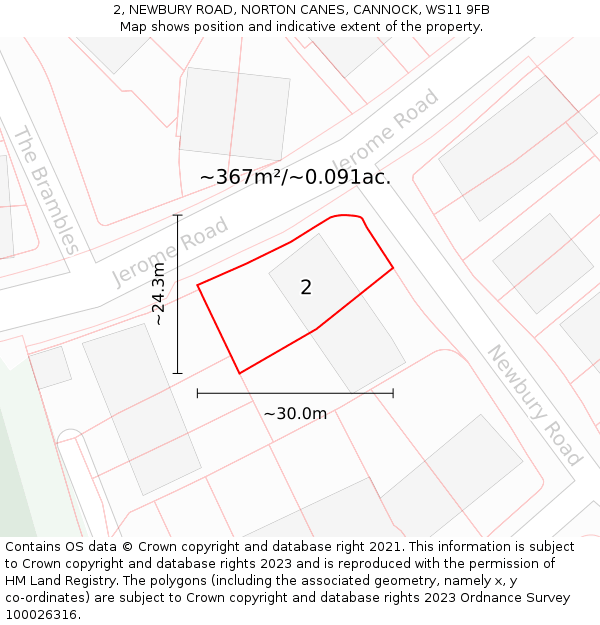 2, NEWBURY ROAD, NORTON CANES, CANNOCK, WS11 9FB: Plot and title map