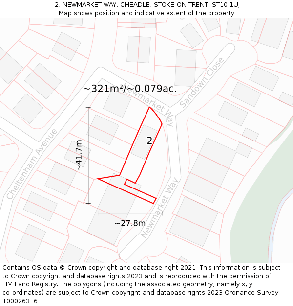 2, NEWMARKET WAY, CHEADLE, STOKE-ON-TRENT, ST10 1UJ: Plot and title map