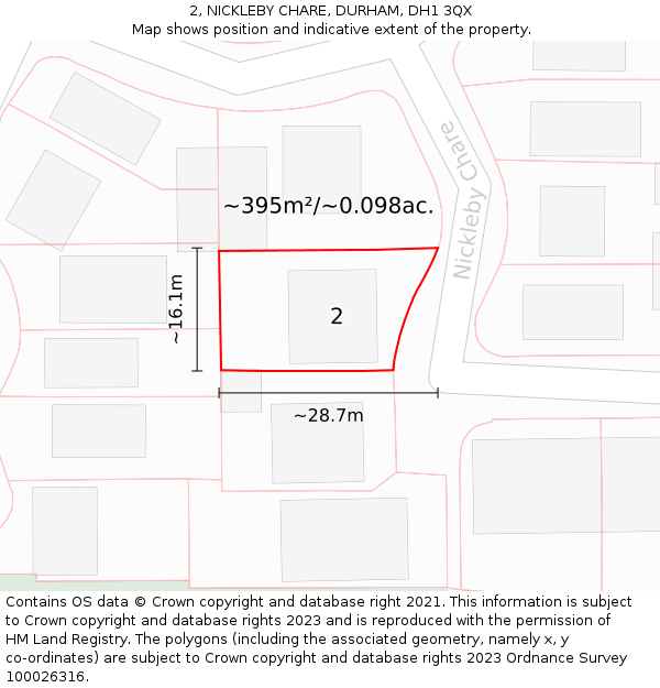 2, NICKLEBY CHARE, DURHAM, DH1 3QX: Plot and title map