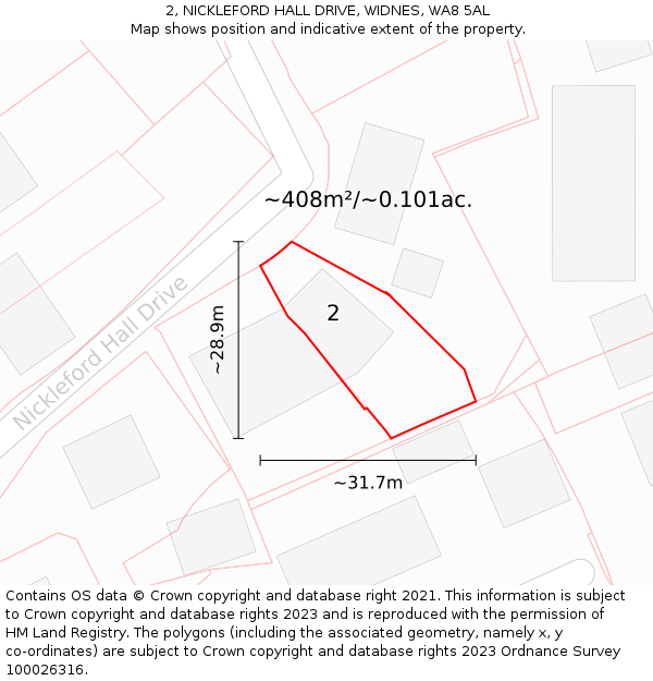 2, NICKLEFORD HALL DRIVE, WIDNES, WA8 5AL: Plot and title map