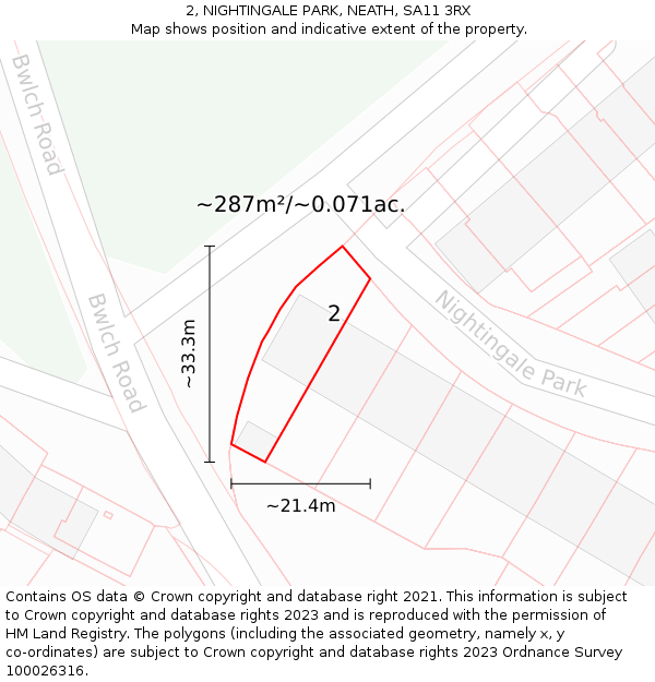 2, NIGHTINGALE PARK, NEATH, SA11 3RX: Plot and title map