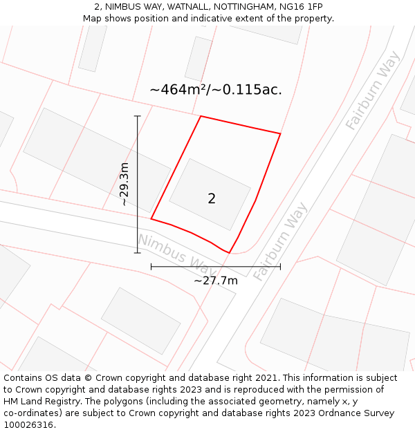 2, NIMBUS WAY, WATNALL, NOTTINGHAM, NG16 1FP: Plot and title map