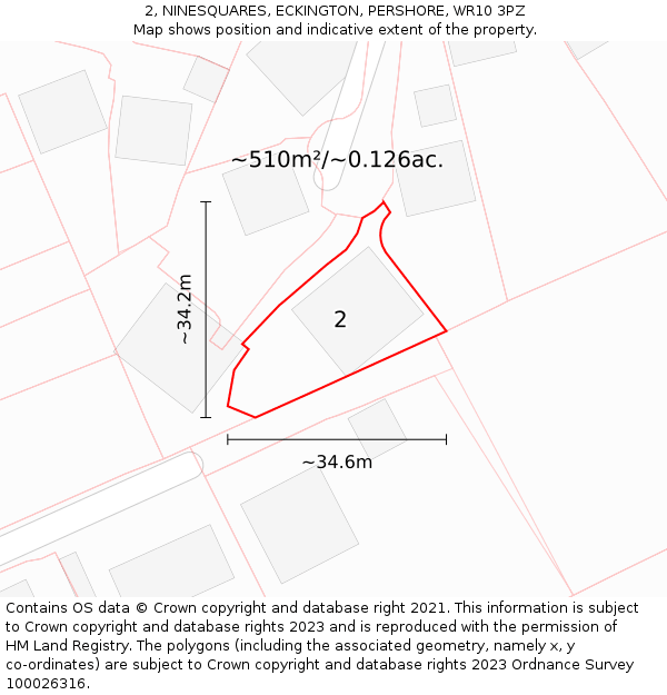 2, NINESQUARES, ECKINGTON, PERSHORE, WR10 3PZ: Plot and title map