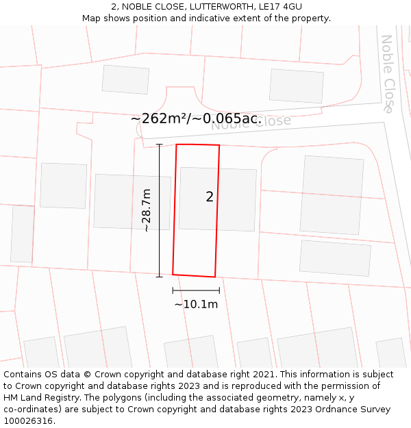 2, NOBLE CLOSE, LUTTERWORTH, LE17 4GU: Plot and title map