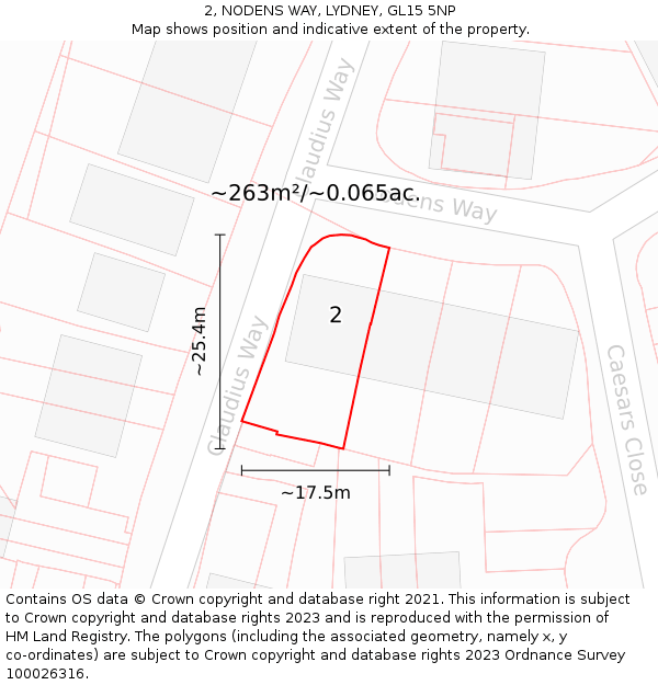 2, NODENS WAY, LYDNEY, GL15 5NP: Plot and title map