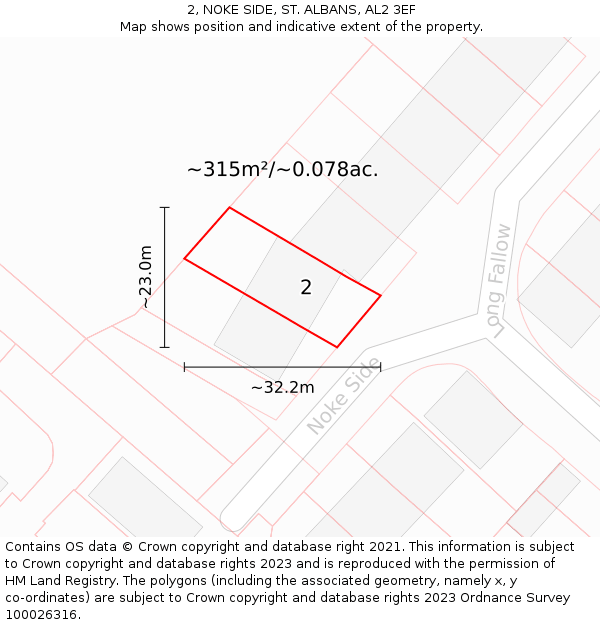 2, NOKE SIDE, ST. ALBANS, AL2 3EF: Plot and title map