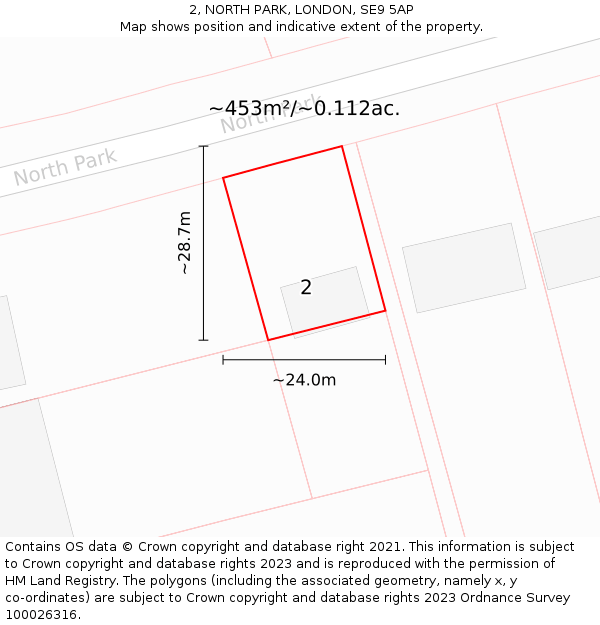 2, NORTH PARK, LONDON, SE9 5AP: Plot and title map