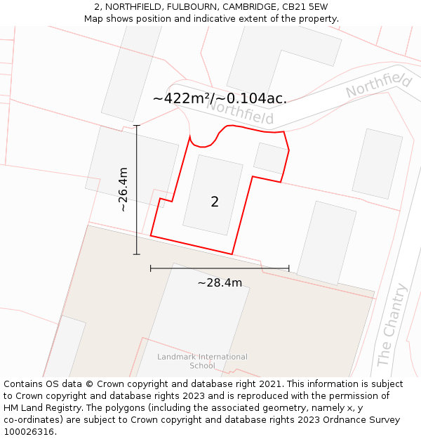 2, NORTHFIELD, FULBOURN, CAMBRIDGE, CB21 5EW: Plot and title map