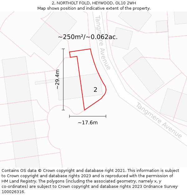 2, NORTHOLT FOLD, HEYWOOD, OL10 2WH: Plot and title map