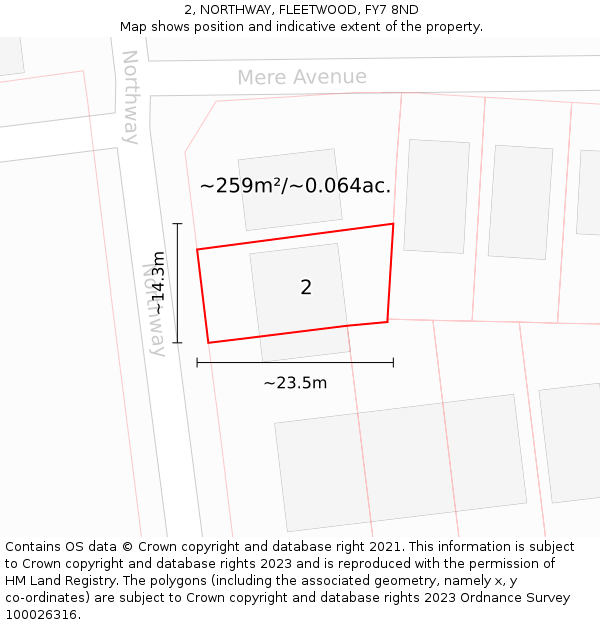 2, NORTHWAY, FLEETWOOD, FY7 8ND: Plot and title map