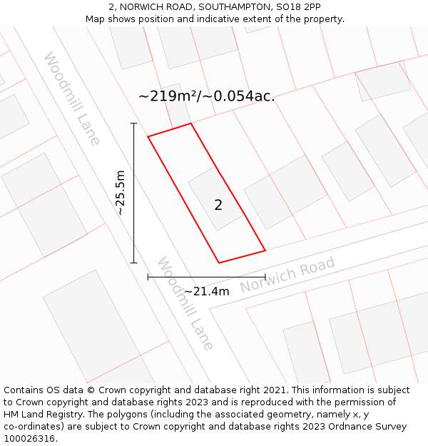 2, NORWICH ROAD, SOUTHAMPTON, SO18 2PP: Plot and title map