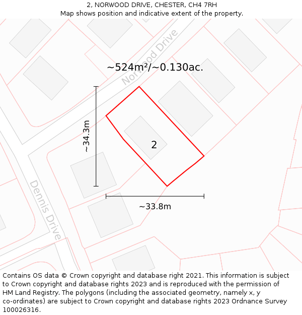 2, NORWOOD DRIVE, CHESTER, CH4 7RH: Plot and title map