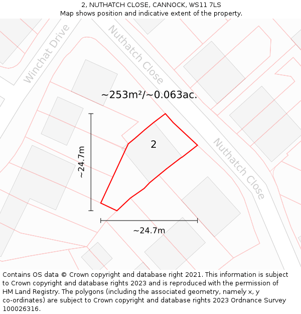 2, NUTHATCH CLOSE, CANNOCK, WS11 7LS: Plot and title map