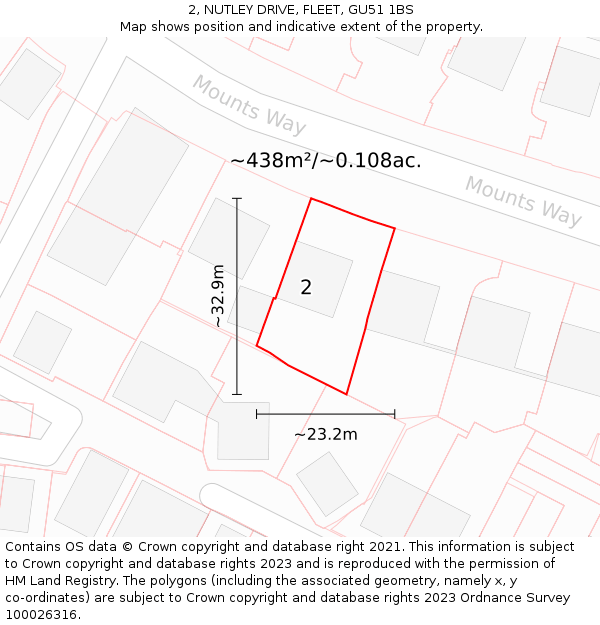 2, NUTLEY DRIVE, FLEET, GU51 1BS: Plot and title map