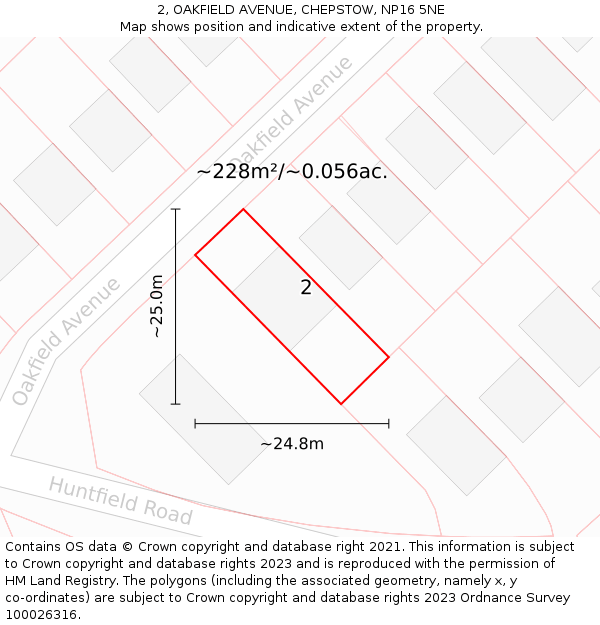 2, OAKFIELD AVENUE, CHEPSTOW, NP16 5NE: Plot and title map