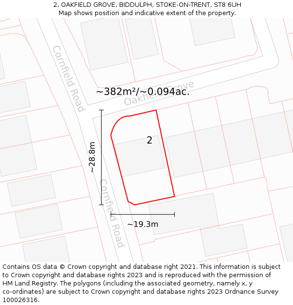 2, OAKFIELD GROVE, BIDDULPH, STOKE-ON-TRENT, ST8 6UH: Plot and title map