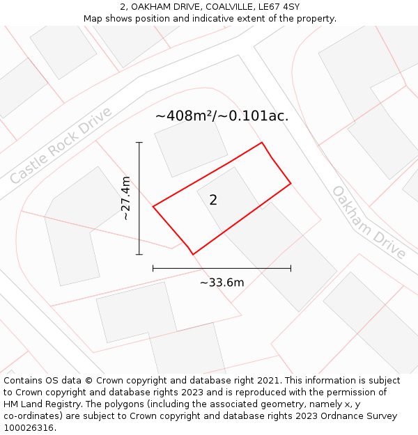 2, OAKHAM DRIVE, COALVILLE, LE67 4SY: Plot and title map