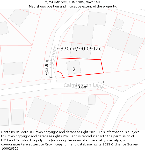 2, OAKMOORE, RUNCORN, WA7 1NR: Plot and title map