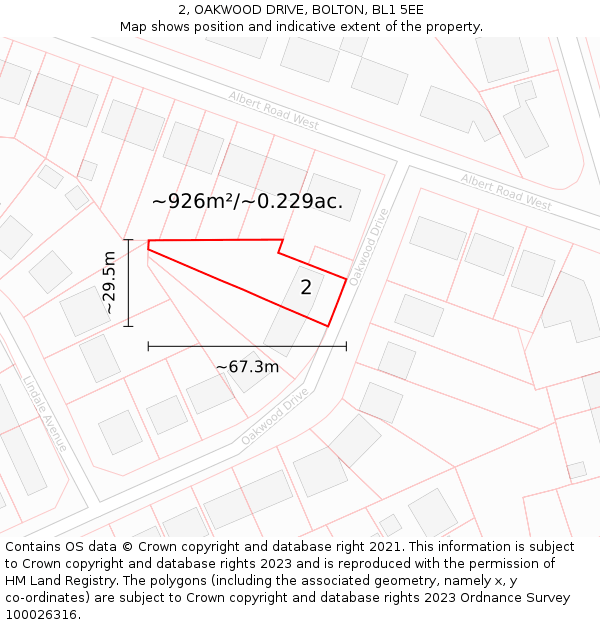 2, OAKWOOD DRIVE, BOLTON, BL1 5EE: Plot and title map