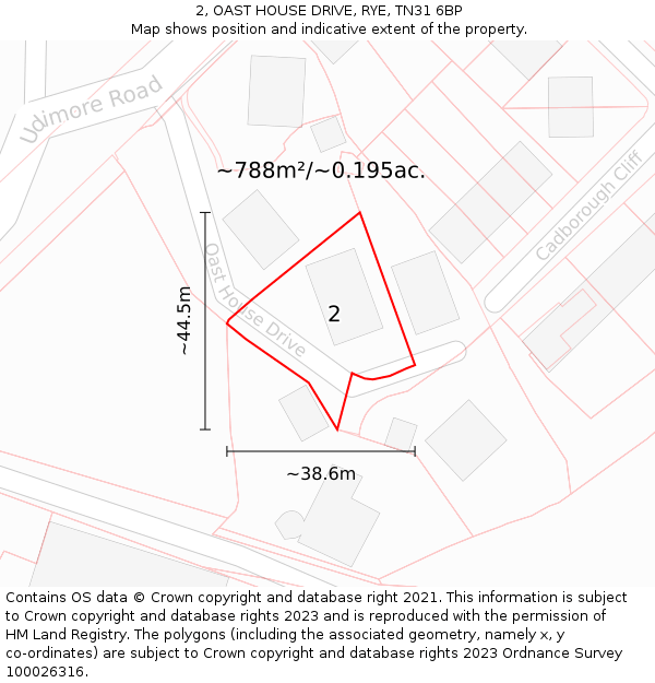 2, OAST HOUSE DRIVE, RYE, TN31 6BP: Plot and title map