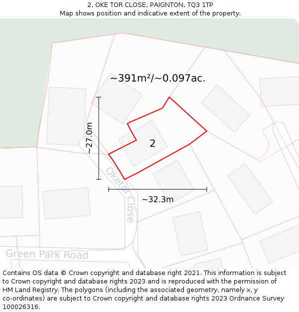 2, OKE TOR CLOSE, PAIGNTON, TQ3 1TP: Plot and title map