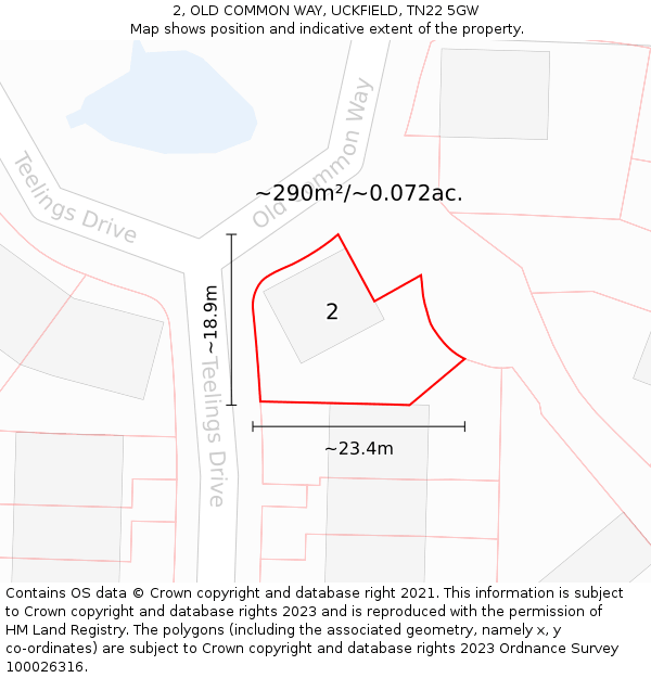 2, OLD COMMON WAY, UCKFIELD, TN22 5GW: Plot and title map