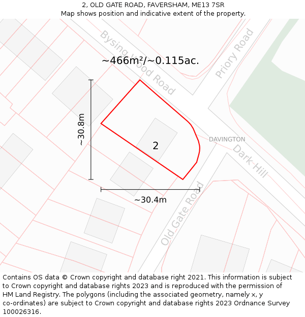 2, OLD GATE ROAD, FAVERSHAM, ME13 7SR: Plot and title map