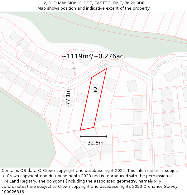 2, OLD MANSION CLOSE, EASTBOURNE, BN20 9DP: Plot and title map