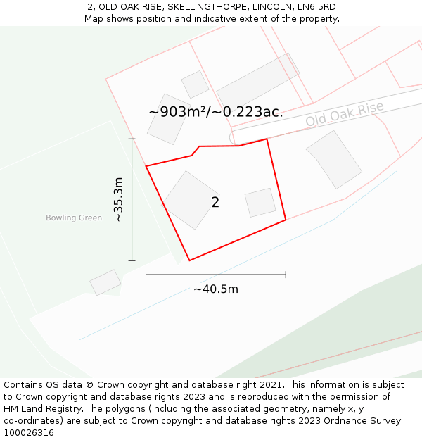 2, OLD OAK RISE, SKELLINGTHORPE, LINCOLN, LN6 5RD: Plot and title map