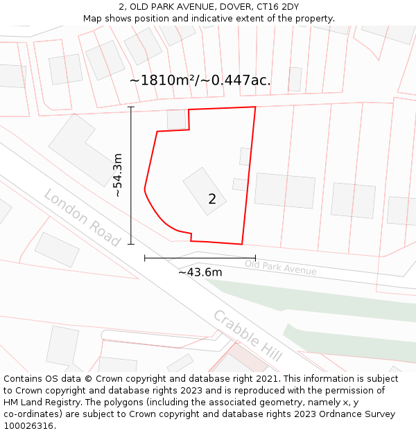 2, OLD PARK AVENUE, DOVER, CT16 2DY: Plot and title map