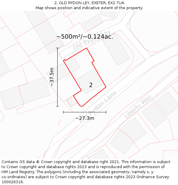 2, OLD RYDON LEY, EXETER, EX2 7UA: Plot and title map
