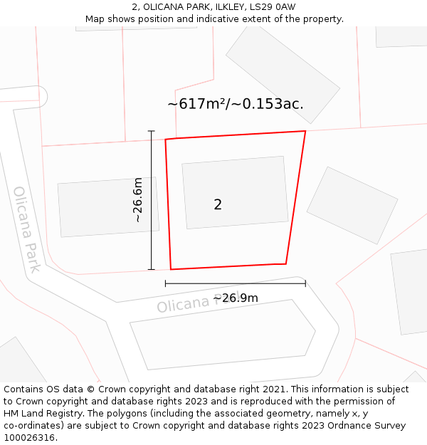 2, OLICANA PARK, ILKLEY, LS29 0AW: Plot and title map