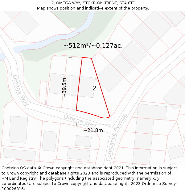 2, OMEGA WAY, STOKE-ON-TRENT, ST4 8TF: Plot and title map