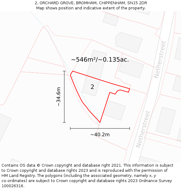 2, ORCHARD GROVE, BROMHAM, CHIPPENHAM, SN15 2DR: Plot and title map