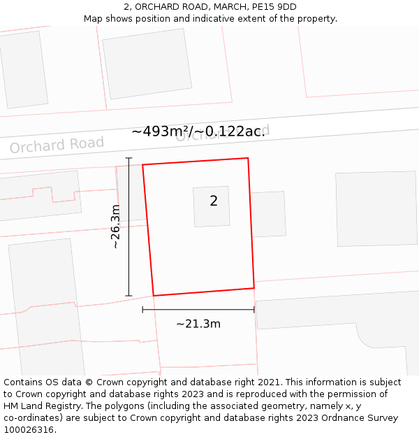 2, ORCHARD ROAD, MARCH, PE15 9DD: Plot and title map